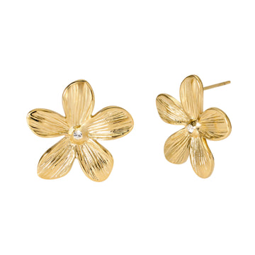 Orecchini lobo da donna 2Jewels in acciaio oro fiore e cristallo MISURA UNICA