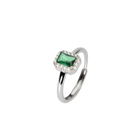 Anello Cool or Rétro? Mabina Gioielli da donna con pietra verde Regolabile dalla 9 alla 17