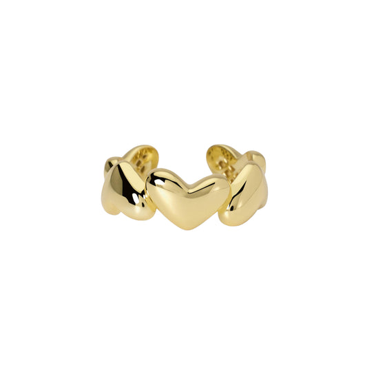 Anello Mabina Gioielli Capogiro in argento dorato con cuoricini Regolabile dalla 11 alla 19