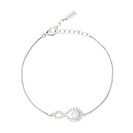 Bracciale Endless Mabina Gioielli in argento con zirconi e perla Regolabile 16-19 cm