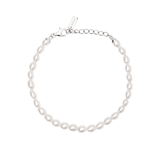 Bracciale catena Mabina Thelma in argento con perle bianche Regolabile 16-19 cm