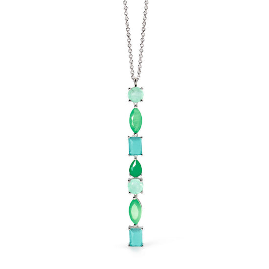 collana girocollo mabina in argento 925 con stone glass verdi 553737