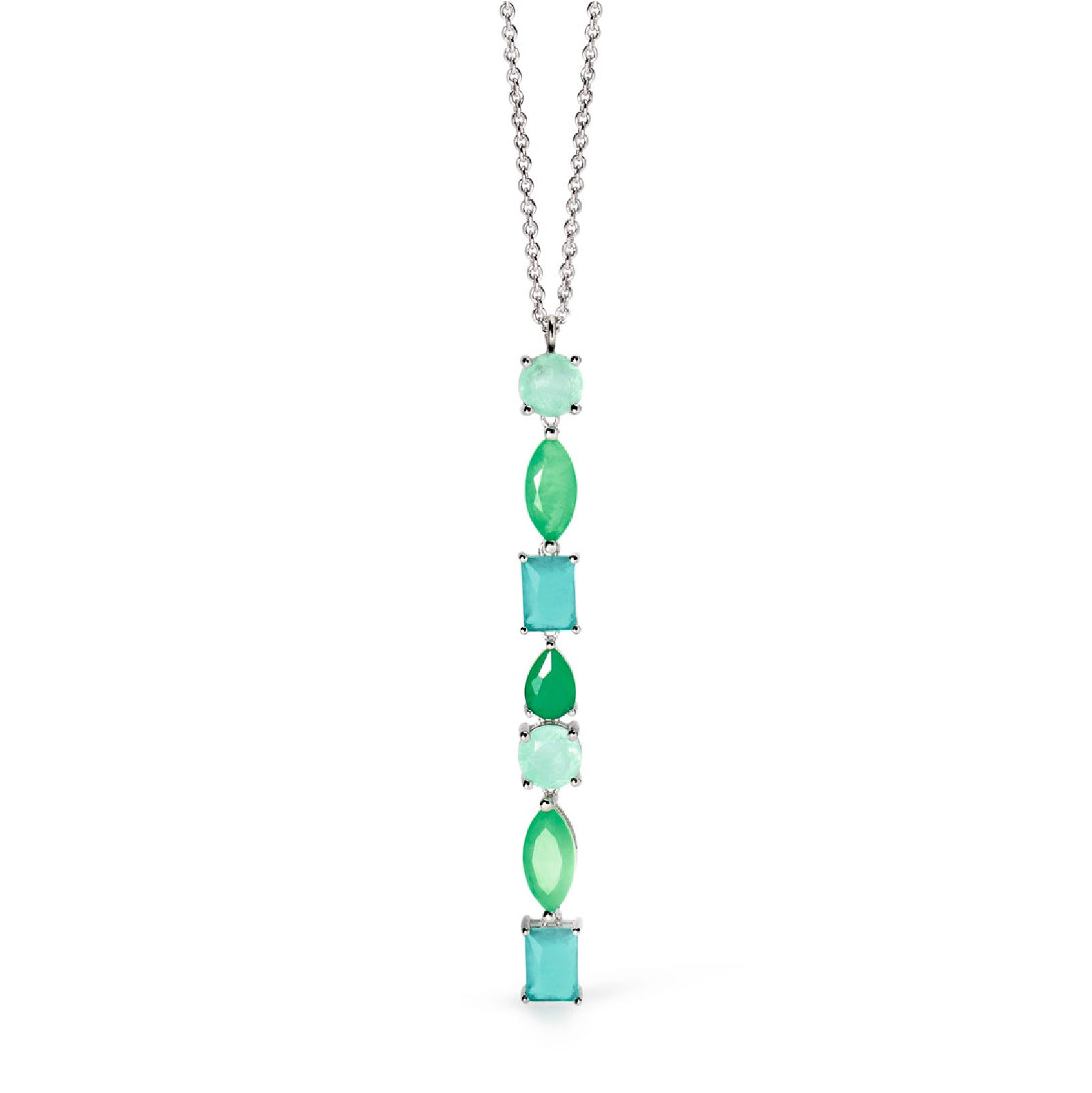 collana girocollo mabina in argento 925 con stone glass verdi 553737