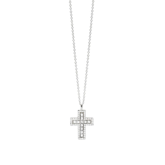 Collana girocollo Mabina argento croce pendente con zirconi MISURA UNICA