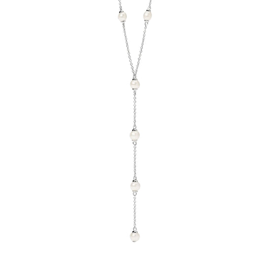 Collana girocollo Mabina in argento catena pendente con perle MISURA UNICA