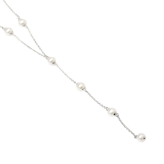 Collana girocollo Mabina in argento catena pendente con perle MISURA UNICA