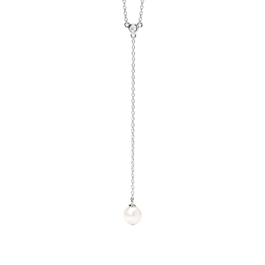 Collana girocollo Mabina in argento pendente zircone e perla MISURA UNICA