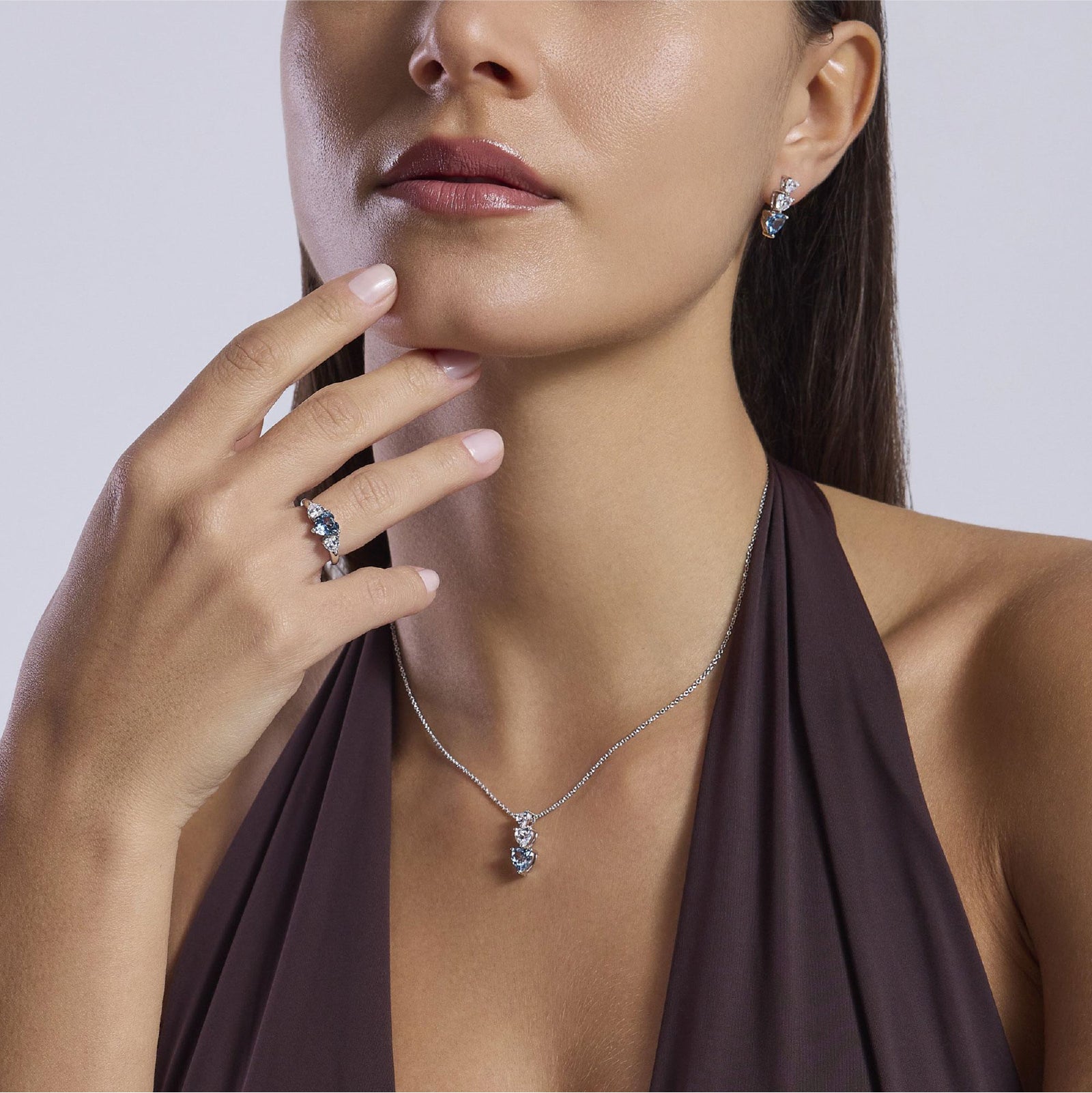 Orecchini da donna Mabina argento zirconi e acquamarina MISURA UNICA