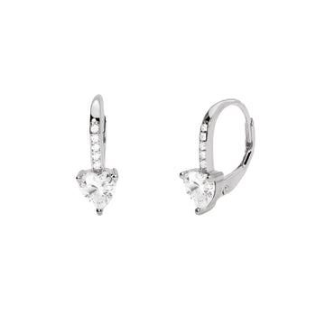 Orecchini a monachella Mabina in argento con zircone a cuore MISURA UNICA