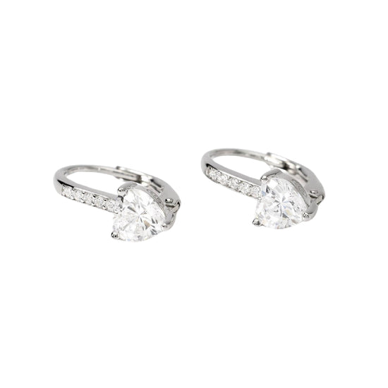 Orecchini a monachella Mabina in argento con zircone a cuore MISURA UNICA