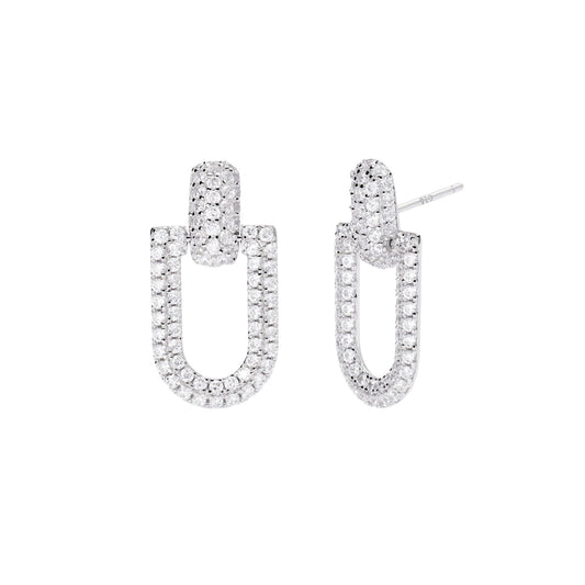 Orecchini pendenti Mabina Roma in argento rodiato con zirconi MISURA UNICA