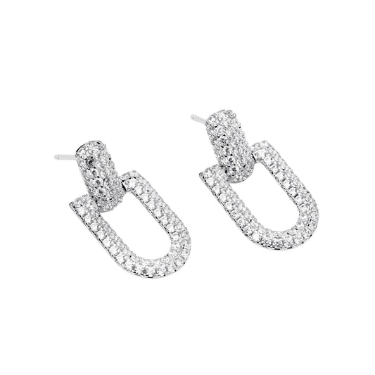 Orecchini pendenti Mabina Roma in argento rodiato con zirconi MISURA UNICA