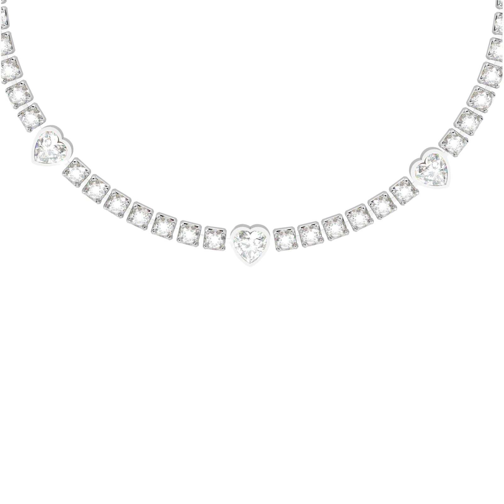 Bracciale tennis donna Kidult in acciaio con cristalli cuore Regolabile 15,5-18 cm