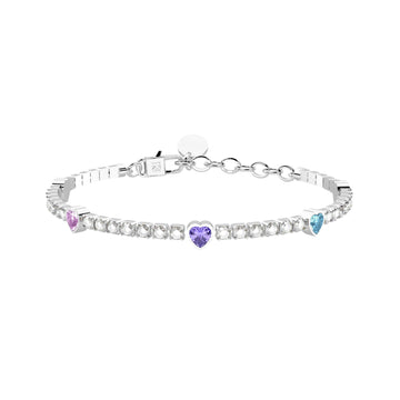 Bracciale tennis donna Kidult in acciaio cristalli multicolor Regolabile 15,5-18 cm