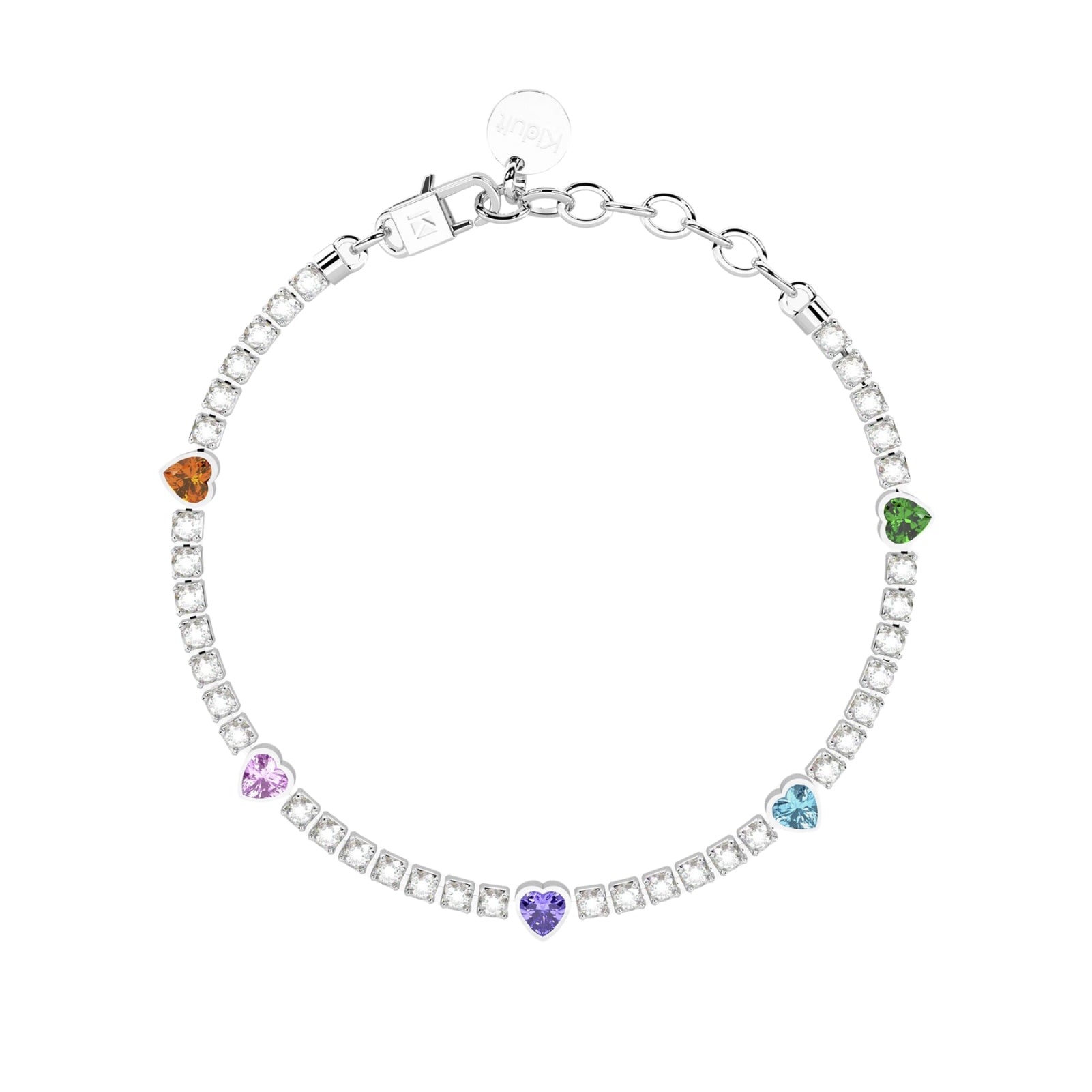 Bracciale tennis donna Kidult in acciaio cristalli multicolor Regolabile 15,5-18 cm