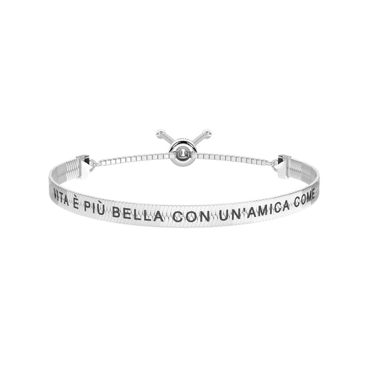 Bracciale Kidult in acciaio la vita è più bella con un'amica REGOLABILE