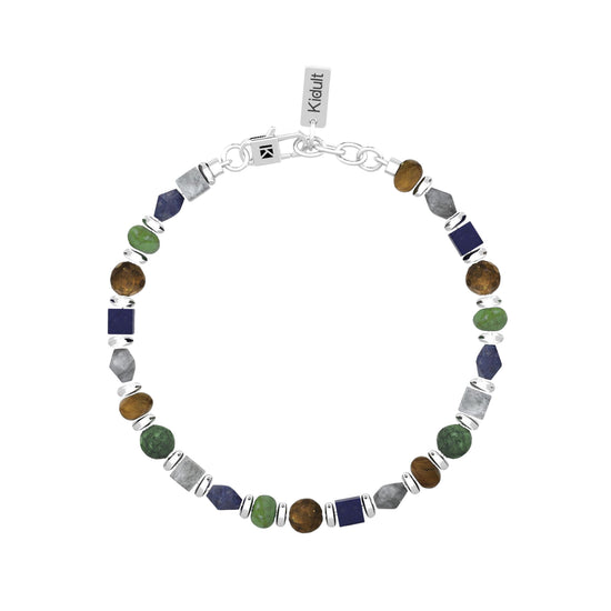 Bracciale da uomo Kidult in acciaio con pietre multicolor Regolabile 19-21 cm