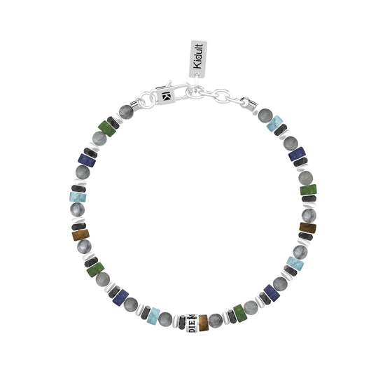 Bracciale da uomo Kidult in acciaio e pietre multicolor Regolabile 19-21 cm