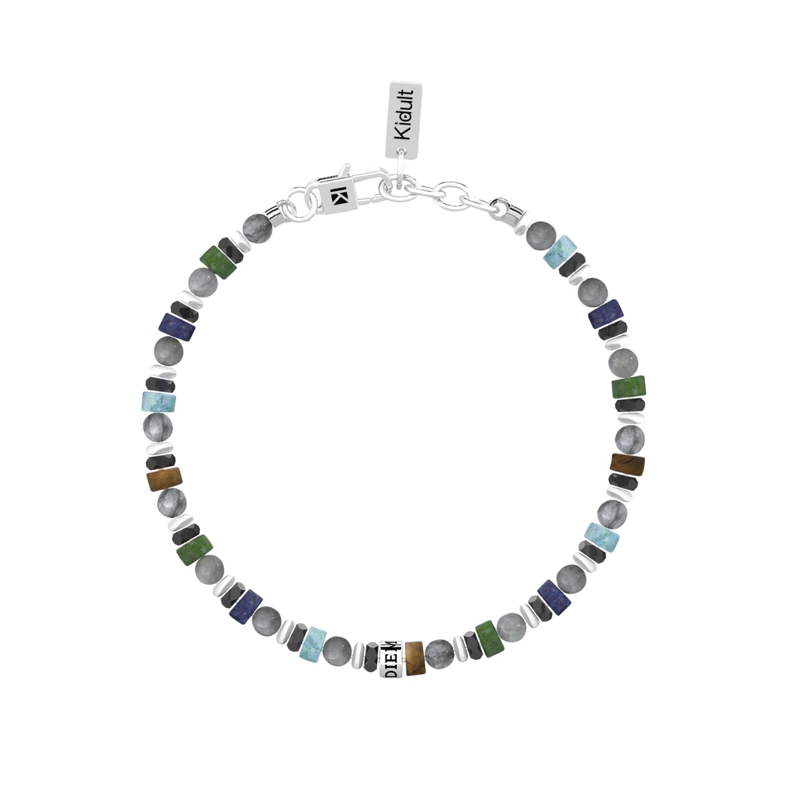Bracciale da uomo Kidult in acciaio e pietre multicolor Regolabile 19-21 cm