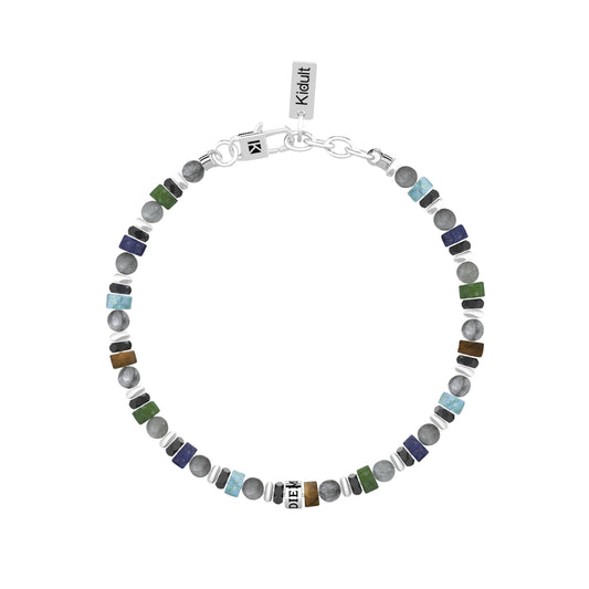 Bracciale da uomo Kidult in acciaio e pietre multicolor Regolabile 19-21 cm
