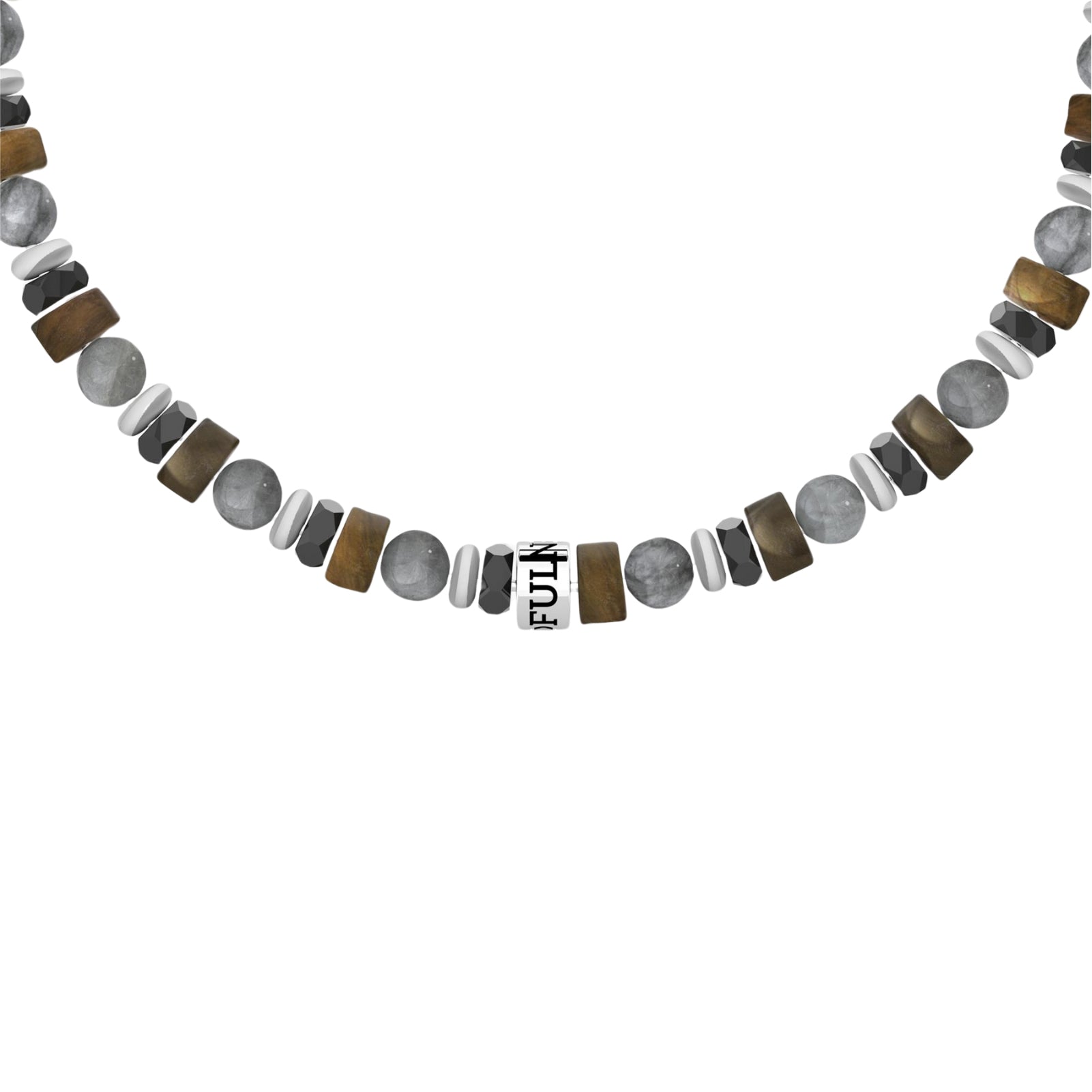 Bracciale uomo Kidult in acciaio con pietre grigio marroni Regolabile 19-21 cm