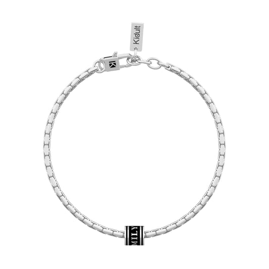 Bracciale da uomo Kidult in acciaio con elemento nero Regolabile 19-21 cm