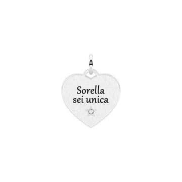 Charm cuore sorella Kidult By You acciaio con cristallo MISURA UNICA
