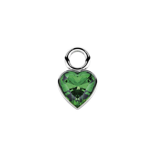Charm a cuore Kidult By You in acciaio smeraldo sintetico MISURA UNICA