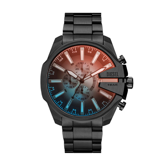 Orologio da uomo Diesel in acciaio con quadrante rosso e blu MISURA UNICA