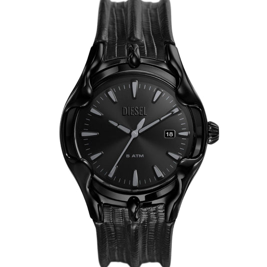 Orologio uomo solo tempo Diesel Vert cassa 44 mm, datario, cinturino pelle nera DZ2193-1