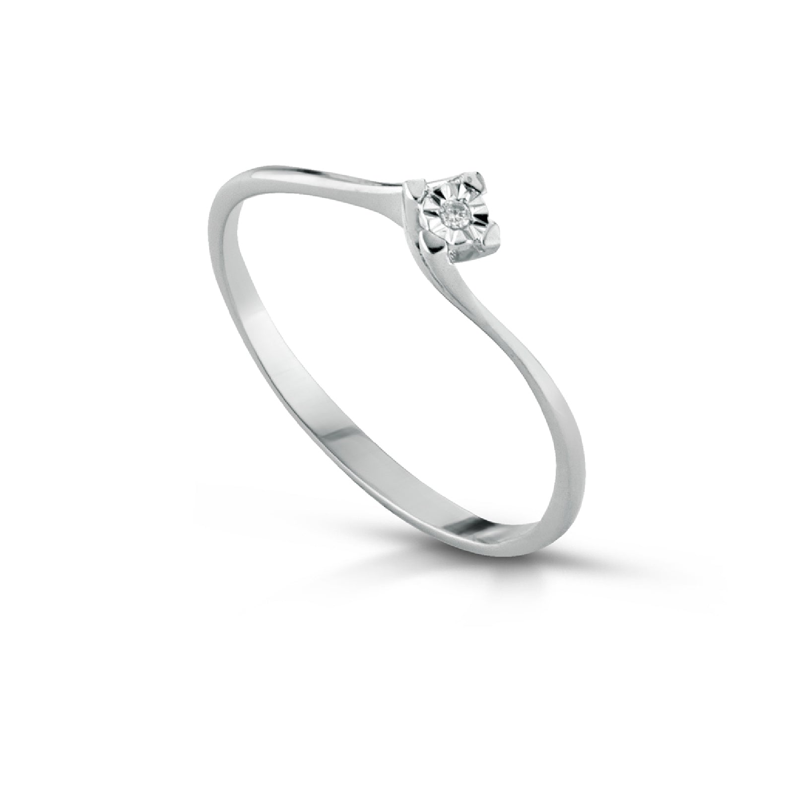 Anello solitario PG Gioielli oro 18kt con diamante 0,01ct G VS