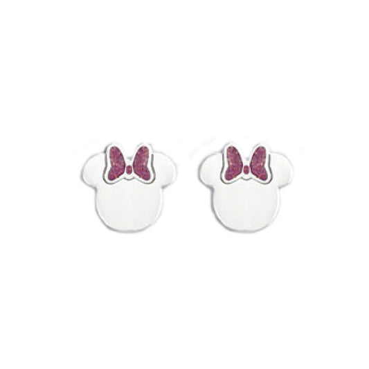 Orecchini lobo donna bambina Disney Preziosi acciaio Topolina fiocco glitter rosa E600197NKL-TP-1