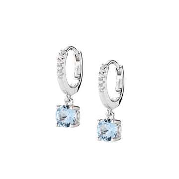 Orecchino a cerchio Amen Lady donna argento rodiato con pendente zircone azzurro ECIPBBACZ-1