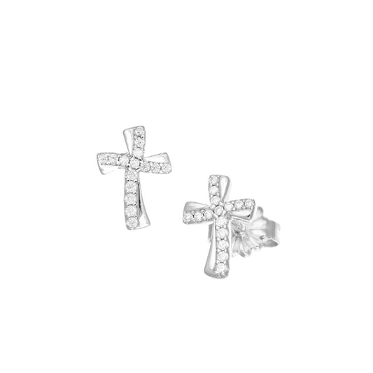 Orecchini lobo donna Amen Sacro in argento a croce con zirconi ECROBBZ-1