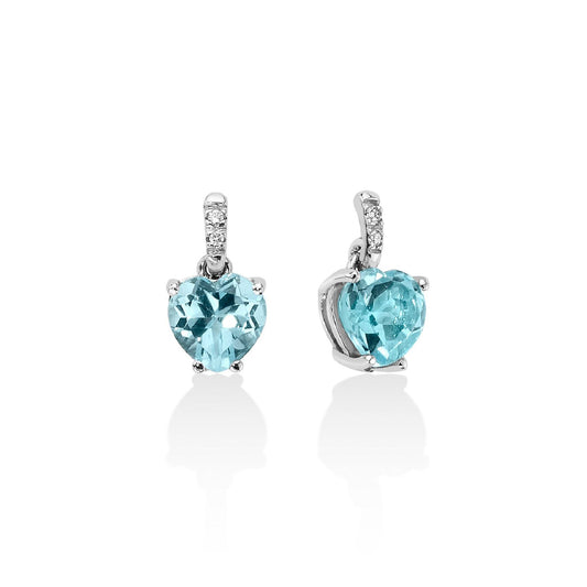 Orecchini donna Miluna Gemma del Cielo oro bianco diamanti 0,016ct e topazi cuore 1,88 ct ERD2407-1