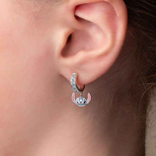 Orecchini cerchio Disney Stitch bambina argento con pendente Stitch e zirconi ES00099SRQL-CS-2