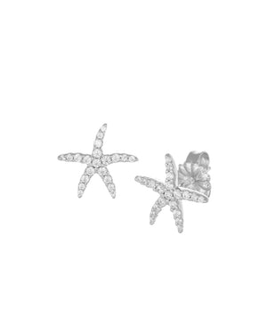 Orecchini a lobo da donna Amen Animalier in argento 925 a forma di stella marina con pavé di zirconi bianchi ESFBBZ
