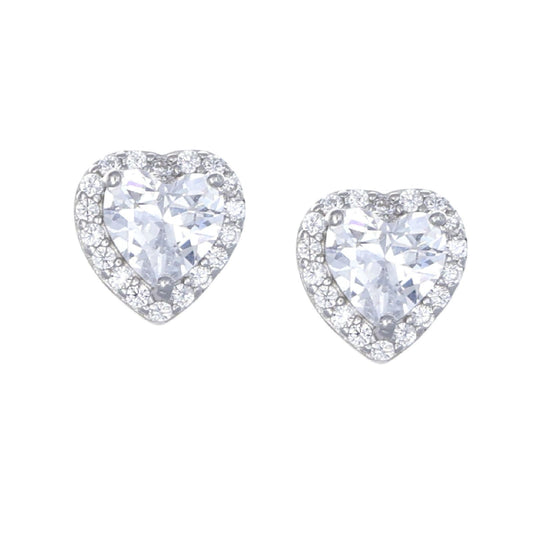 Orecchini lobo donna Amen Diamond in argento a cuore con zirconi bianchi ETICSBBZ-1