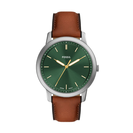 Orologio Fossil quadrante verde e cinturino pelle marrone