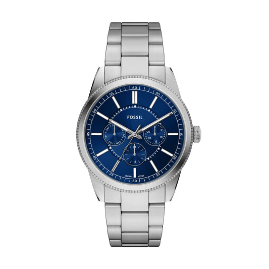 Orologio multifunzione uomo Fossil in acciaio quadrante blu MISURA UNICA