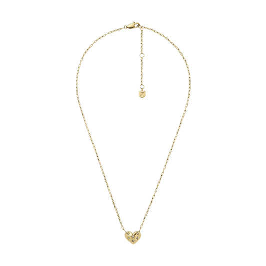 Collana girocollo Fossil in acciaio dorato cuore e cristalli