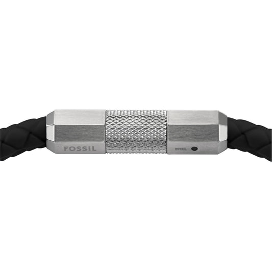 Bracciale da uomo della Fossil in acciaio e silicone nero