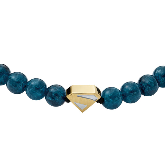 Bracciale Fossil SUPERMAN con sfere blu e simbolo centrale REGOLABILE