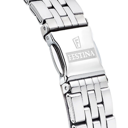 Orologio da donna solo tempo Festina Mademoiselle in acciaio con quadrante azzurro e ghiera di zirconi F16867-4-2