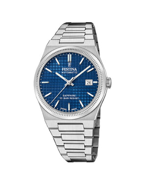 Orologio automatico della collezione Festina My Swiss Time da uomo con cassa 40mm e bracciale in acciaio e quadrante blu F20028/2