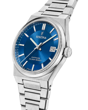 Orologio solo tempo della collezione Festina My Swiss Time da uomo con cassa 40mm e bracciale in acciaio e quadrante blu F20034/2