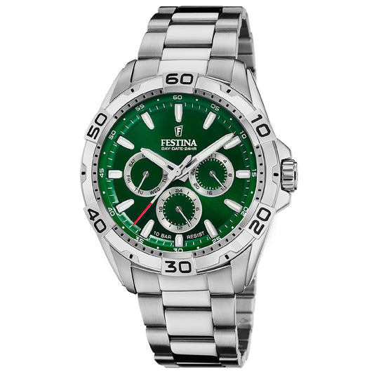 Orologio multifunzione uomo Festina Multifunction acciaio quadrante verde 44,7mm F20623-3-1