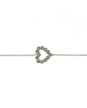 Bracciale catena da donna Rose Gioielli in oro bianco 18kt con cuore e diamanti di 0,06ct  FA755BR