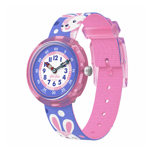 Orologio bimbi Flik Flak in plastica e cinturino con coniglietti