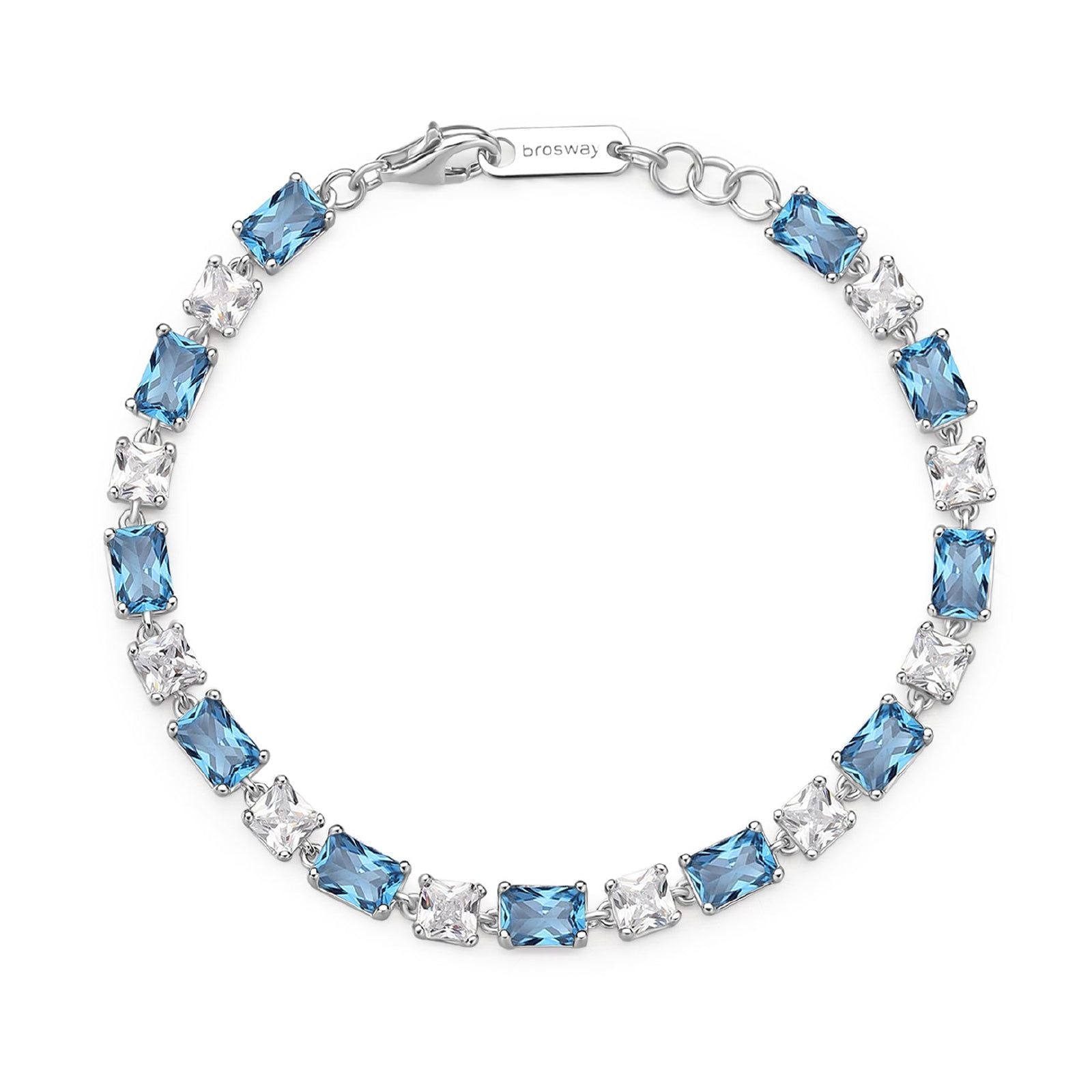 Bracciale tennis donna Brosway Fancy argento zirconi bianchi e blu